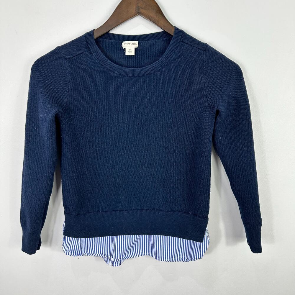 J.Crew Crewcuts Navy Layered Sweater Girl 14 Blue Preppy Clean Girl Quiet Luxury